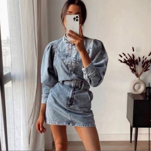 Mango denim dress, size XS, worn once, like new - Picture 2 of 11